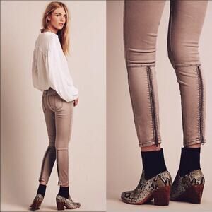 Free People Sueded Sateen Zipper Back Skinny Jeans